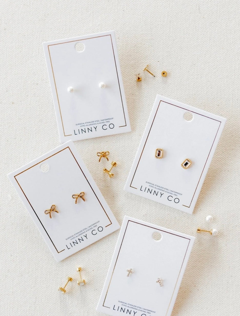 Screwback Stud Earrings - Payton Pearl White 5mm