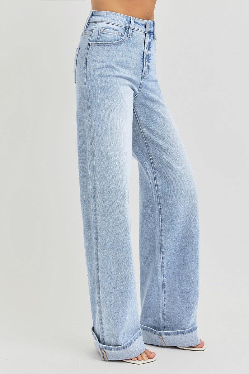 Sucre 75 Tummy Control High Rise Wide Cuffed Jeans