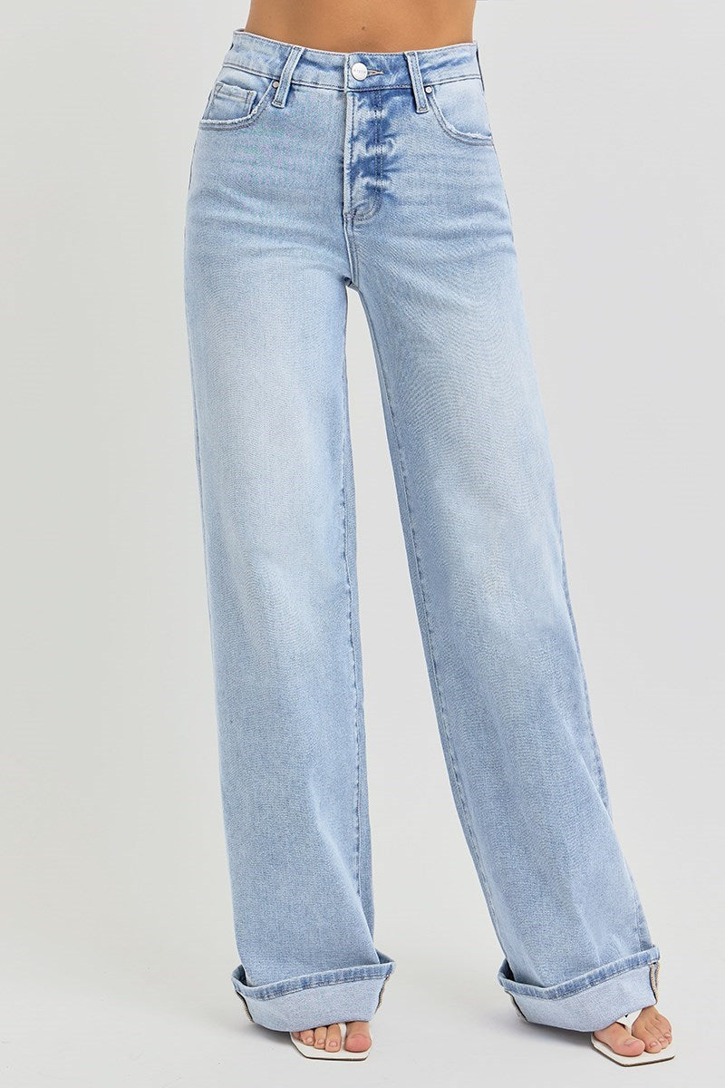 Sucre 75 Tummy Control High Rise Wide Cuffed Jeans