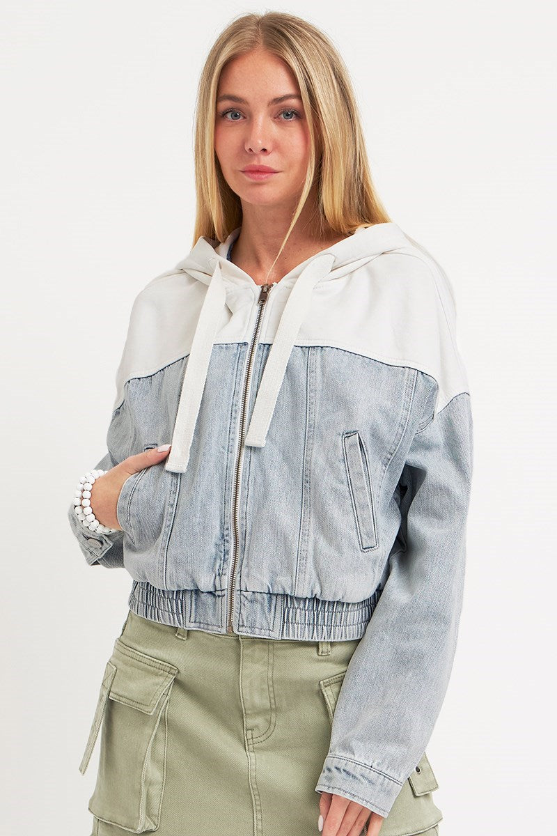 Kyleigh 12 Contrast Hooded Bomber Jacket