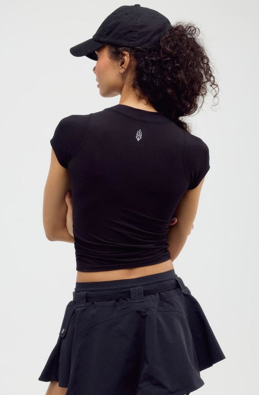 Tempo Ruched Short Sleeve Black