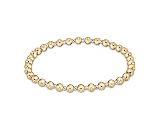 Classic Grateful Pattern 4mm Bead Bracelet - Mixed Metal