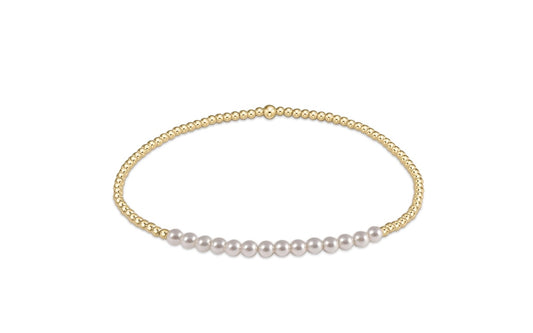 Gold Bliss 2mm Bead Bracelet - Pearl