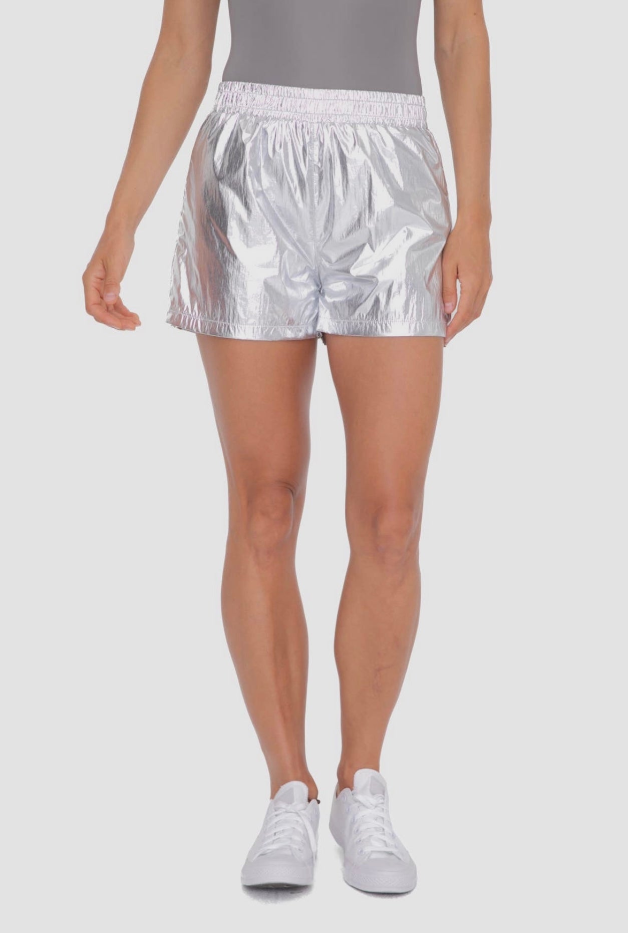 Retro Metallic Silver Shorts