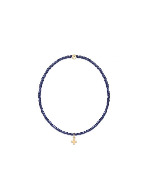 Hope Classic Navy Bracelet - Signature Cross Small Gold Charm