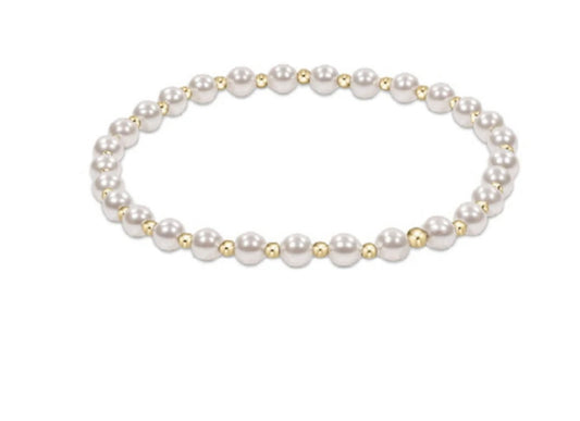 Classic Grateful Pattern 4mm Bead Bracelet - Pearl