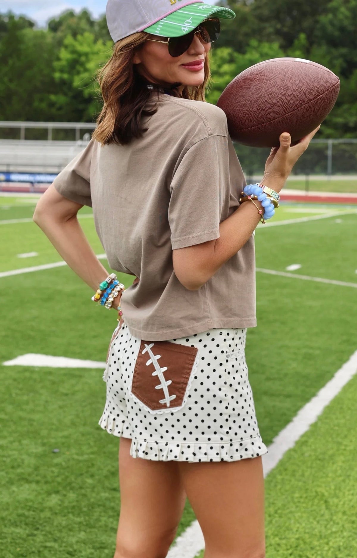 Football Laces Denim Dot Shorts