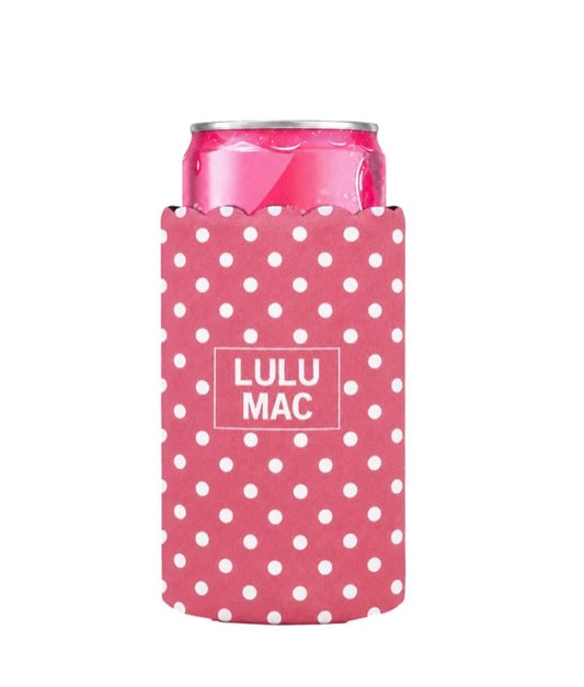 Slim Can Koozie Hot Pink/White Dot