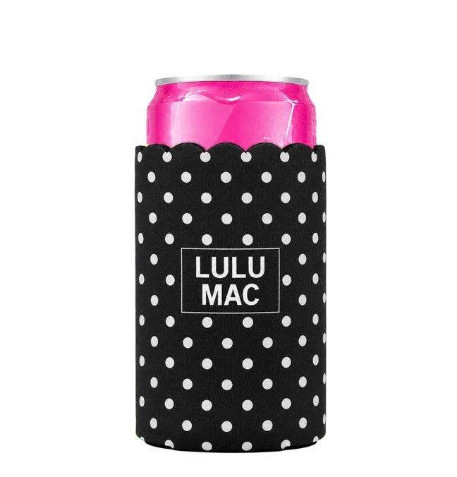 Slim Can Koozie Black/White Dot