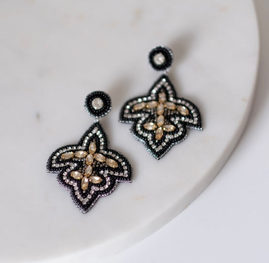 Fleur De Lis Beaded Earrings