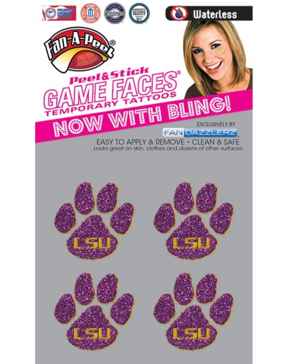 Gameday Paws with Bling - Temp Tattoos