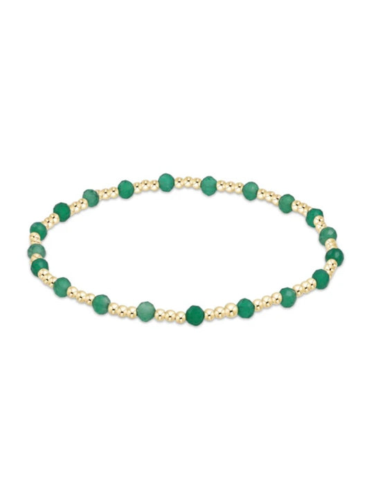 gemstone gold sincerity pattern 3mm bead bracelet - green onyx