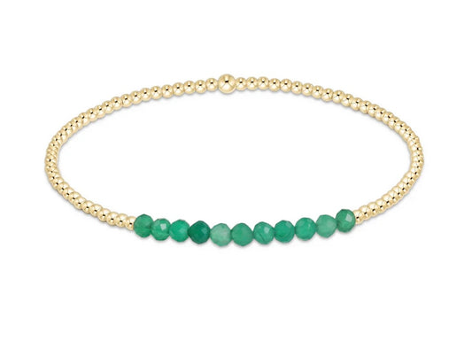 Gold Bliss 2mm Bead Braclet Green Onyx