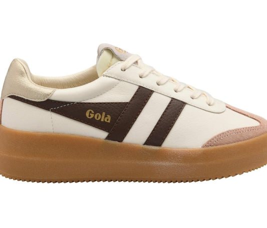 Gola Athena Leather Trainer Off White/Bone/Cameo/Gold/Gum