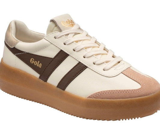 Gola Athena Leather Trainer Off White/Bone/Cameo/Gold/Gum