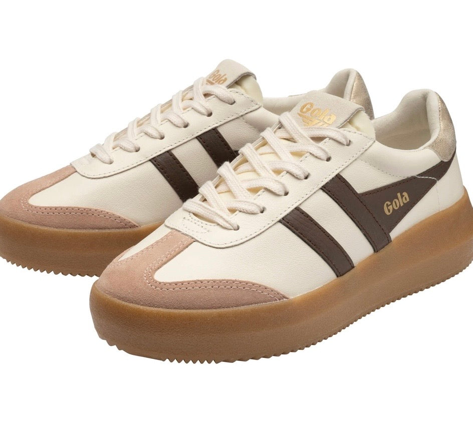 Gola Athena Leather Trainer Off White/Bone/Cameo/Gold/Gum