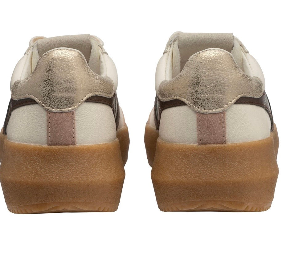 Gola Athena Leather Trainer Off White/Bone/Cameo/Gold/Gum
