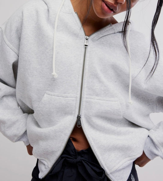 Final Call Zip Up White Heather Grey