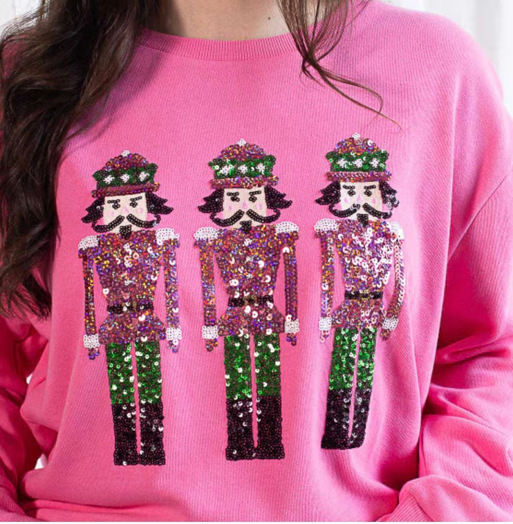 Nutcracker March Sequin Sweatshirt Pink