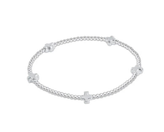 Signature Cross Small Sterling Pattern 2mm Bead Bracelet - Sterling