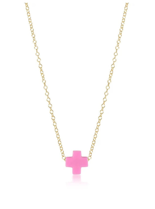 Enewton Egirl 14" Signature Cross Small Necklace Pink