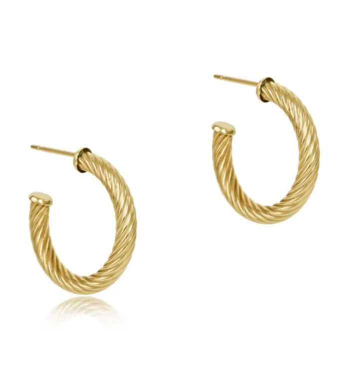 Round Gold 0.5” Post Hoop-4mm-Textured Twist