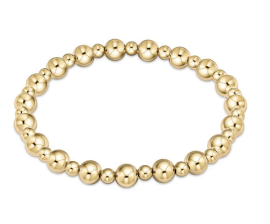 Classic Grateful Pattern 6mm Bead Bracelet - Gold