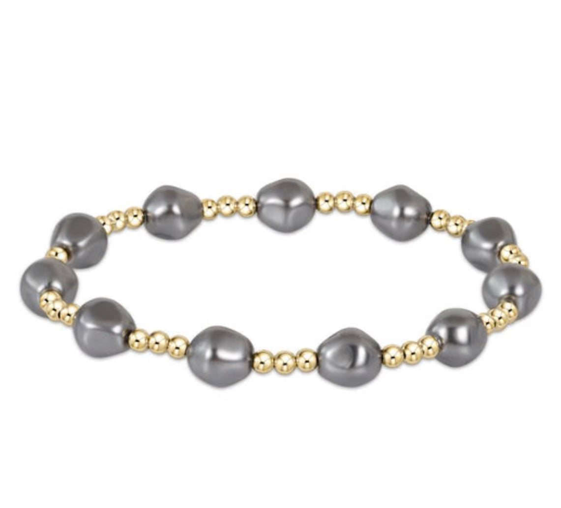 Admire Gold 3mm Pearl Dark Grey Bracelet