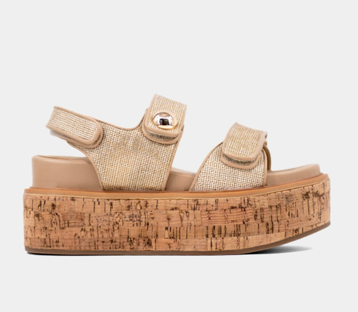 Lucille Gold Woven Wedge