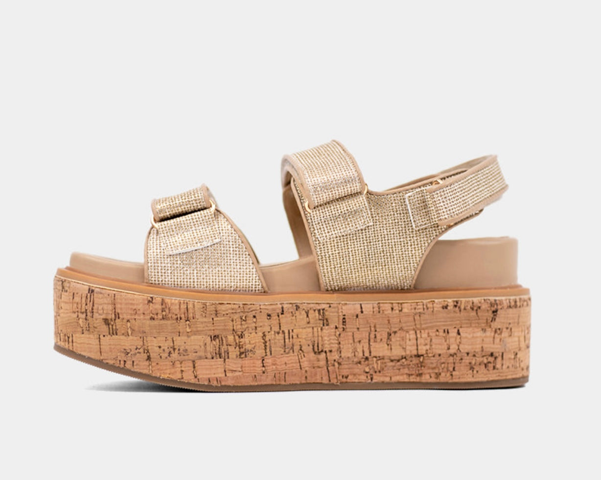 Lucille Gold Woven Wedge