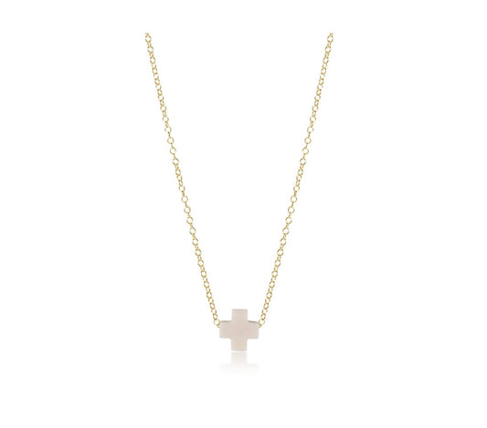 16” Necklace Signature Cross Off White