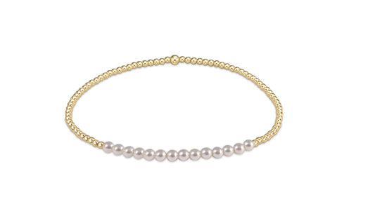 Gold Bliss 2mm Bead Bracelet - Pearl