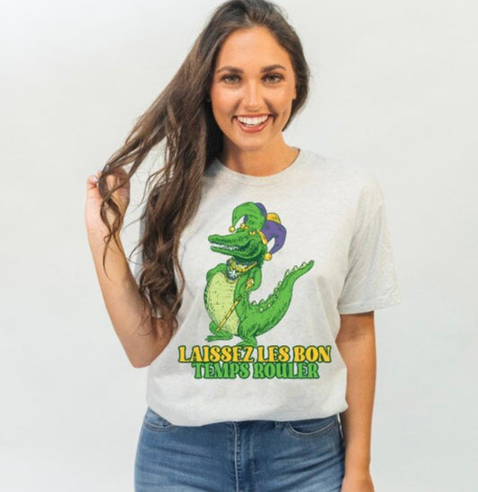 MARDI GATOR HEATHER WHITE CREW T-SHIRT