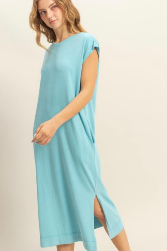 Live Casual Midi Dress Aqua Blue