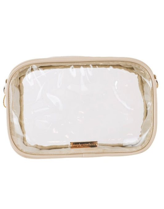 Cream Leather Clear Crossbody