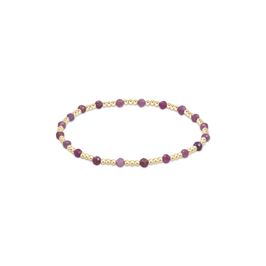 egirl Gemstone Gold Sincerity Pattern 3mm Bead Bracelet - Ruby