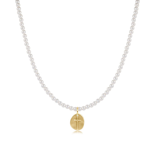 15" Choker Classic Pearl 3mm Bead - Inspire Small Gold