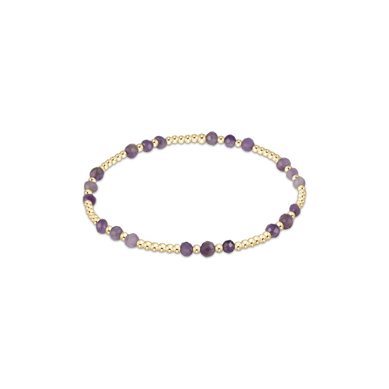 Gemstone Gold Joy Pattern 3mm Bead Bracelet - Amethyst