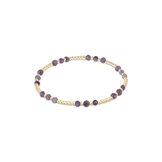 Gemstone Gold Joy Pattern 3mm Bead Bracelet - Amethyst