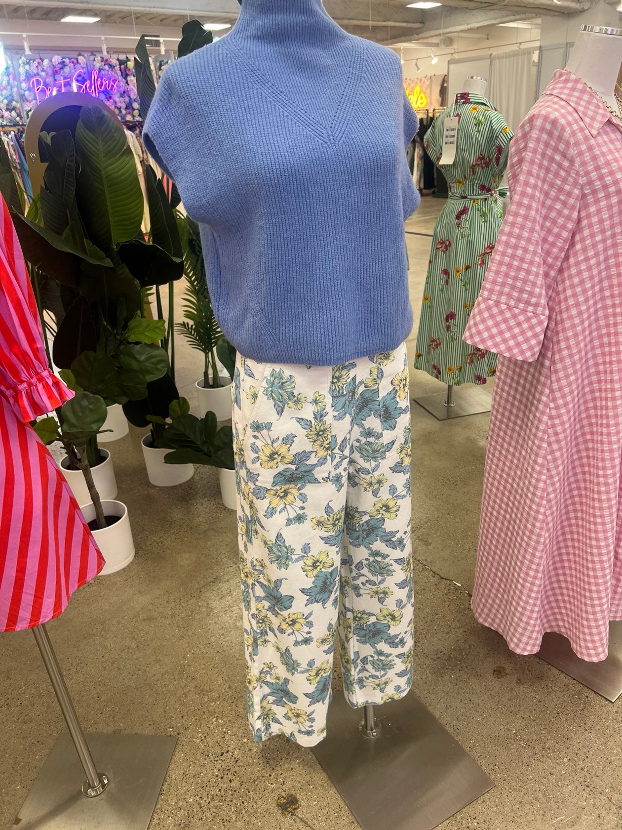 Blues Floral & White Pants