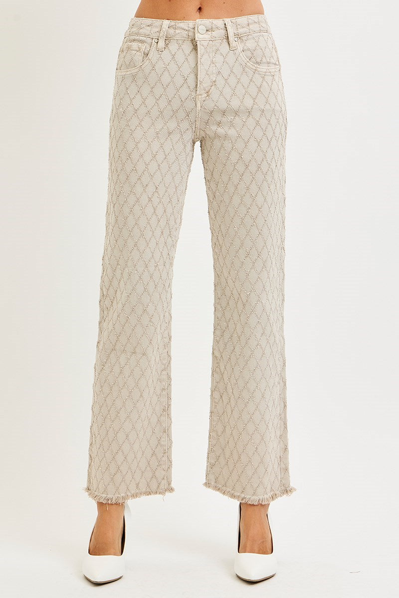Tori Almond HR Ankle Textured Jeans