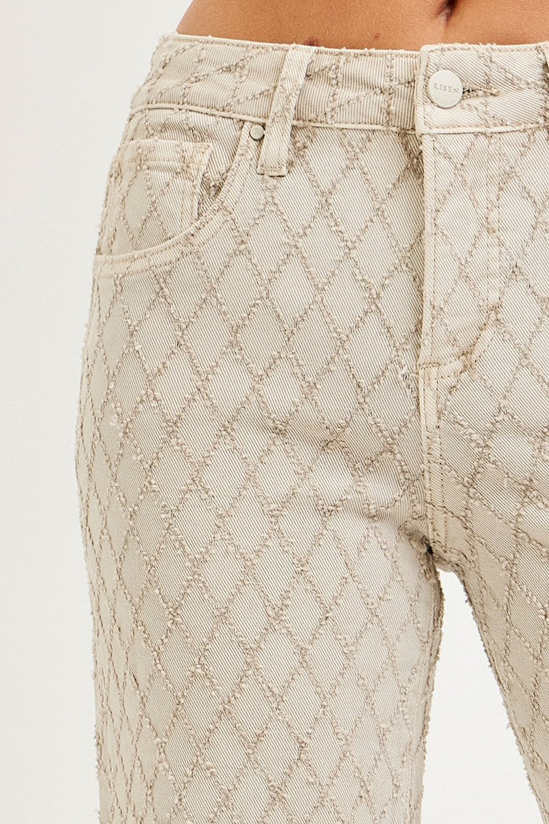 Tori Almond HR Ankle Textured Jeans