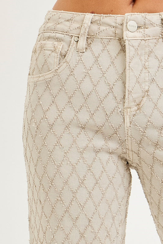 Tori Almond HR Ankle Textured Jeans