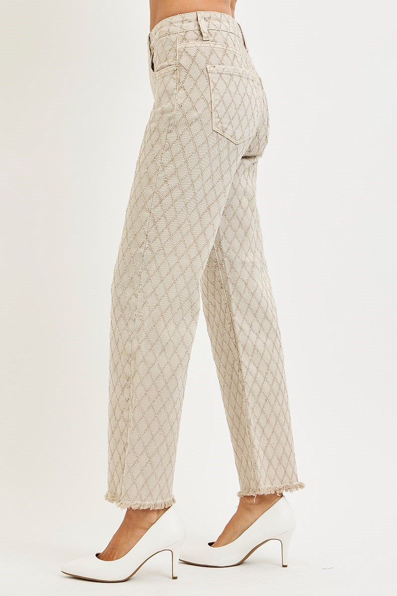 Tori Almond HR Ankle Textured Jeans