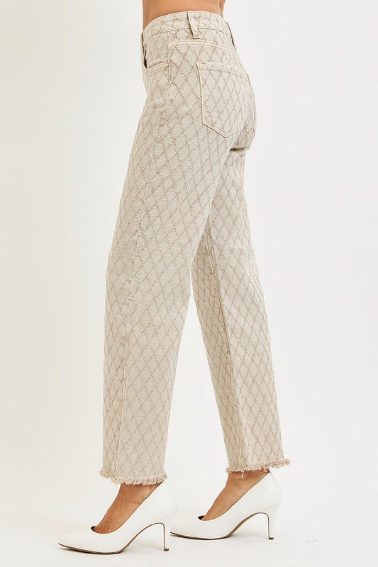 Tori Almond HR Ankle Textured Jeans