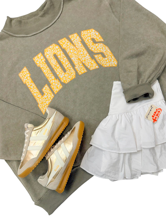 Olive Lions Mock Neck Sweatshirt