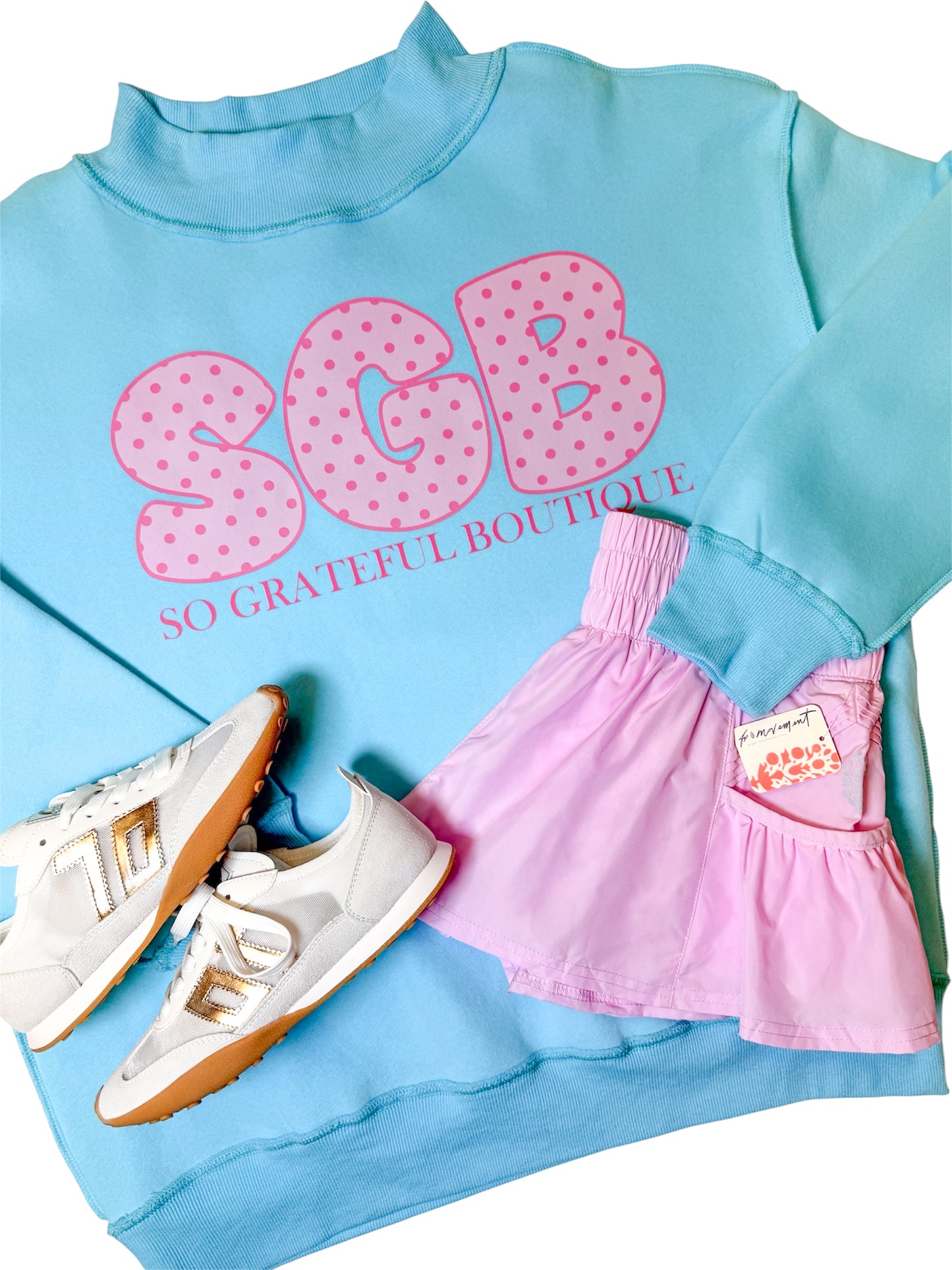 Turquoise SGB Polka Dot Mock Neck Sweatshirt