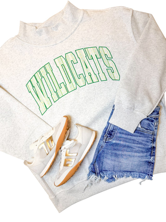 Reversible Heather Grey Wildcats Mock Neck Sweatshirt