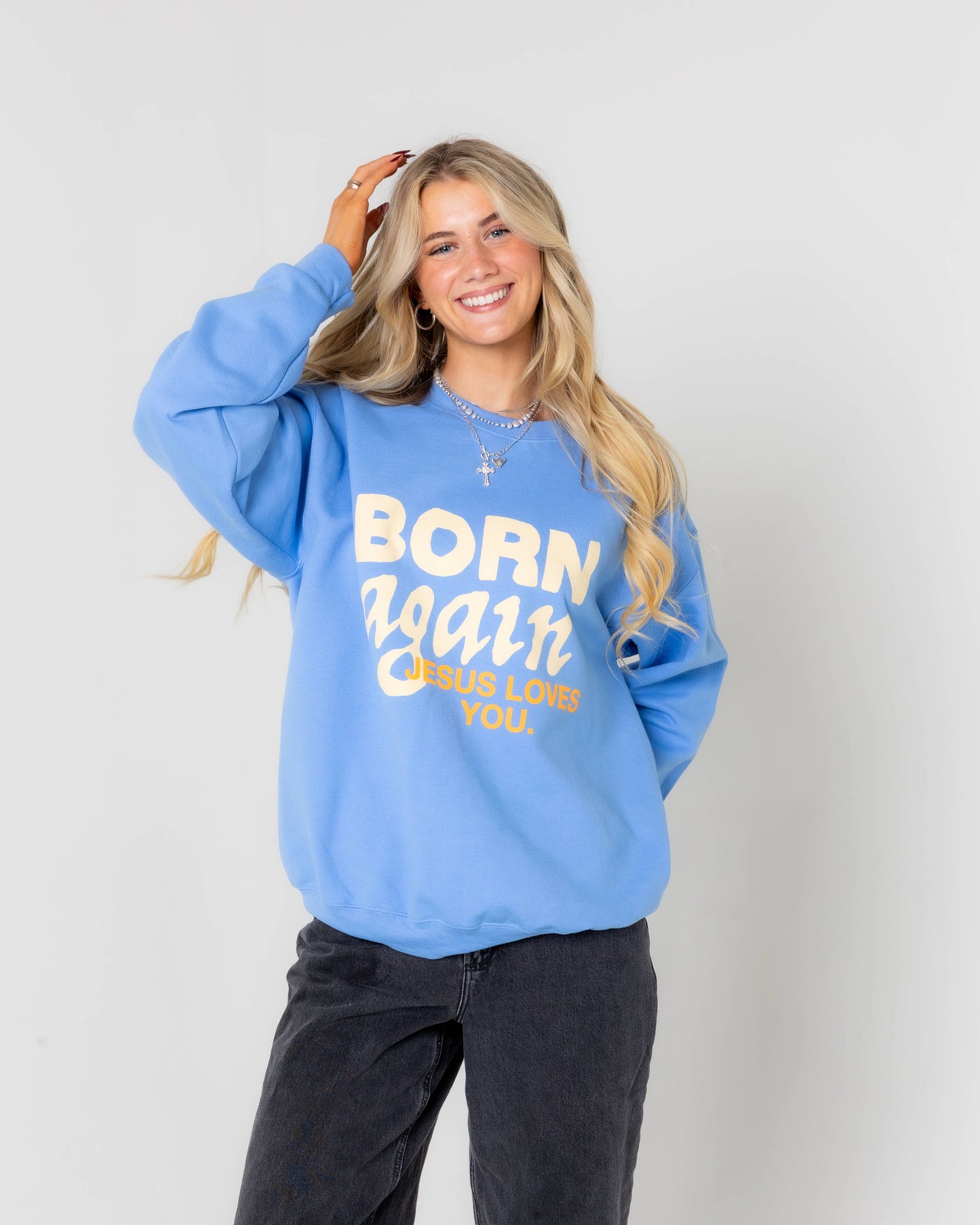 "Born Again" Dove Crewneck || University Blue