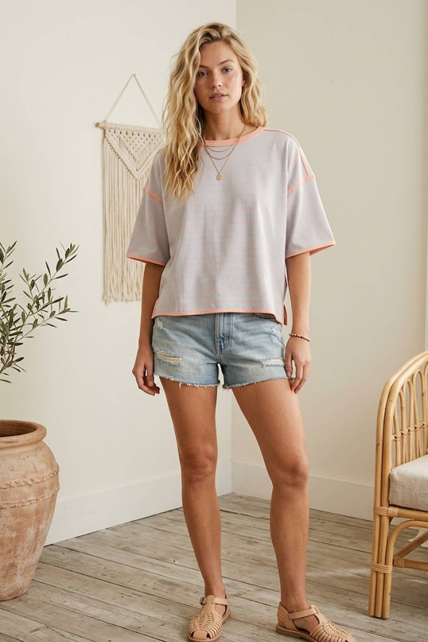 Cotton Candy Striped Oversized Short Sleeve